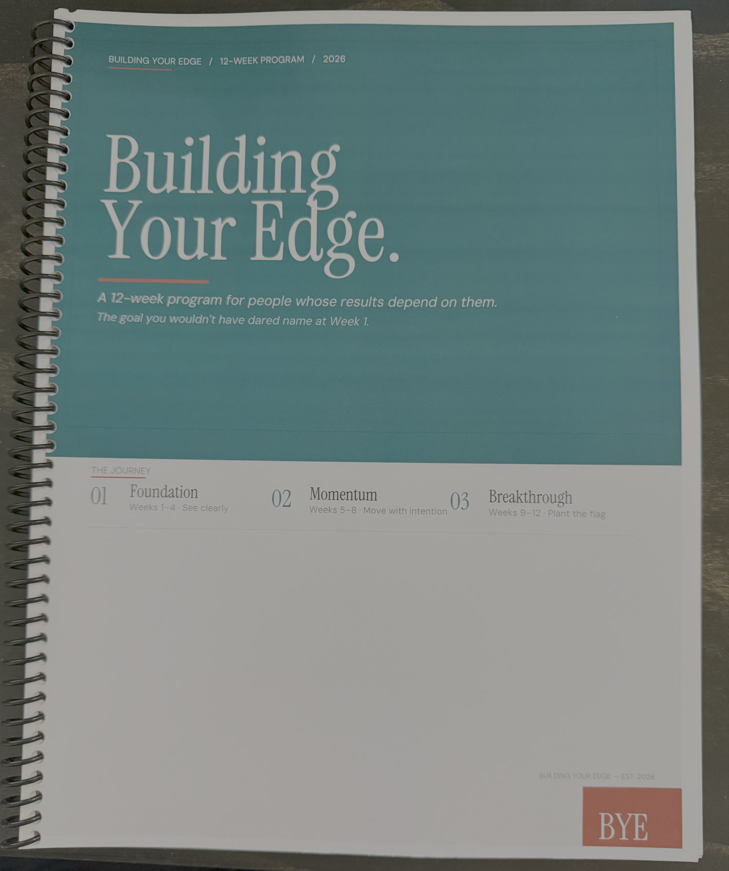 Building Your Edge workbook — 12-week program, Foundation, Momentum, Breakthrough